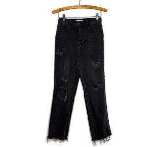 Pacsun High Rise Straight Jeans In Black Wash Distressed Women’s Size 26